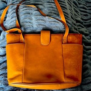 Genuine leather tote/ laptop case